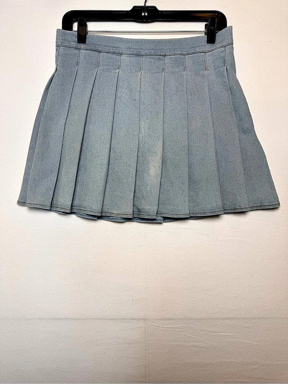 Wildcat Denim Pleated Mini Skirt with Shorts Size M Light Blue Y2K Preppy
